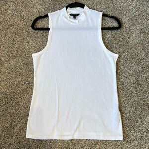 Banana Republic White Sleeveless Mock Neck Tank Top